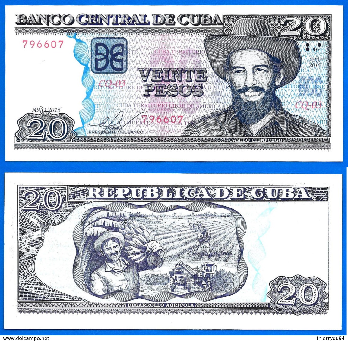 Cuba 20 Pesos 2015 UNC Que Prix + Port Maximo Gomez Peso Centavos Centavo Caraibe Paypal Bitcoin OK - Cuba