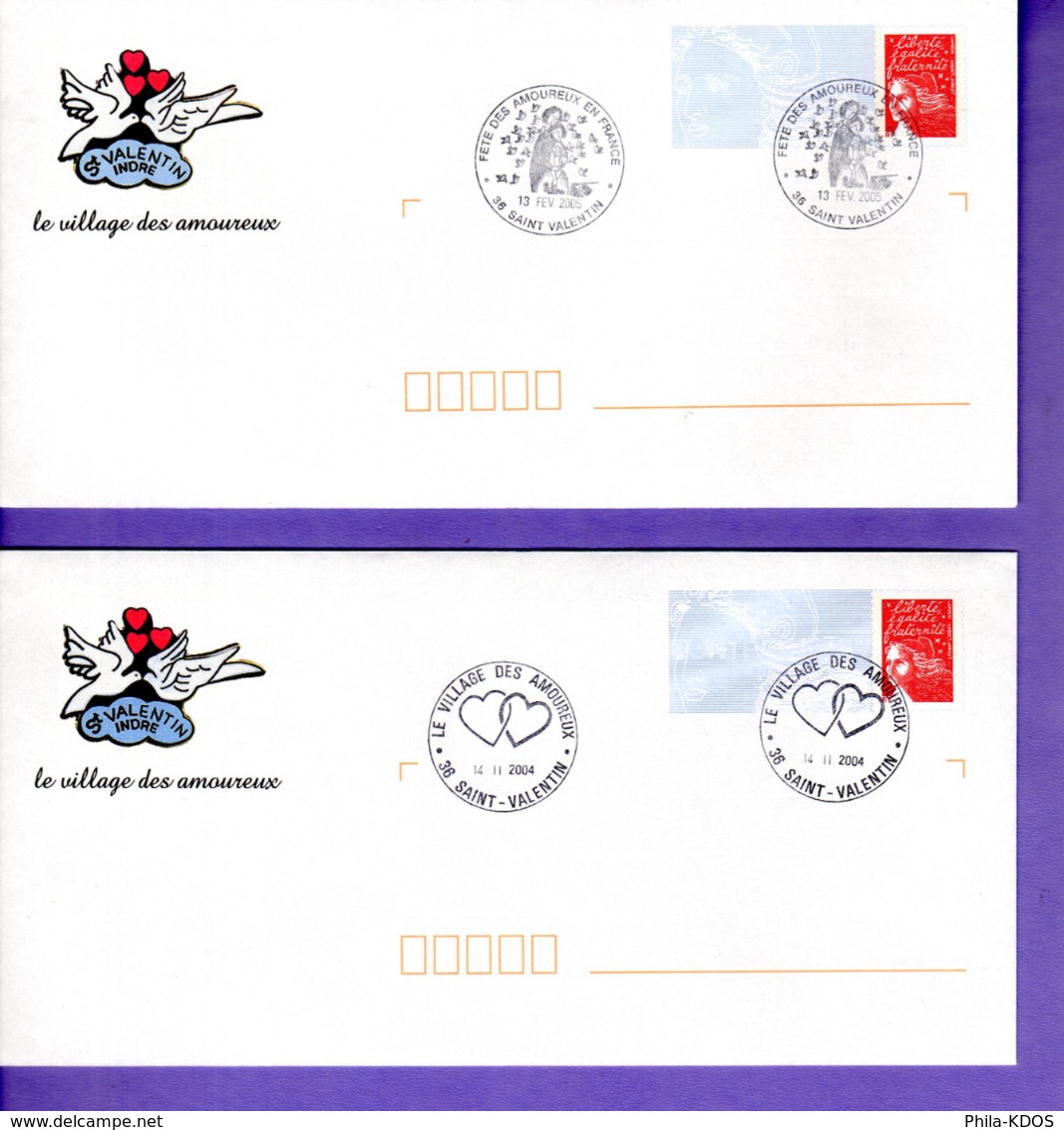 " SAINT VALENTIN / COEUR / AMOUR / LOVE " Sur 2 Enveloppes PAP De FRANCE. Parfait état - Unclassified