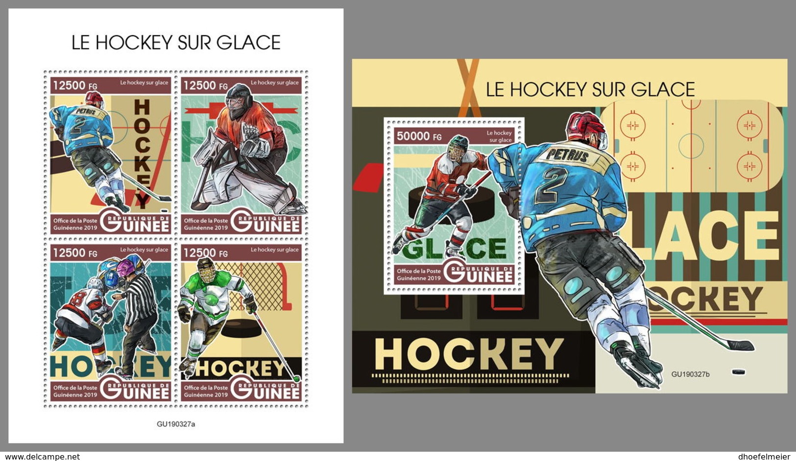 GUINEA REP. 2019 MNH Ice Hockey Eishockey Hockey Sur Glace M/S+S/S - OFFICIAL ISSUE - DH1940 - Hockey (sur Glace)