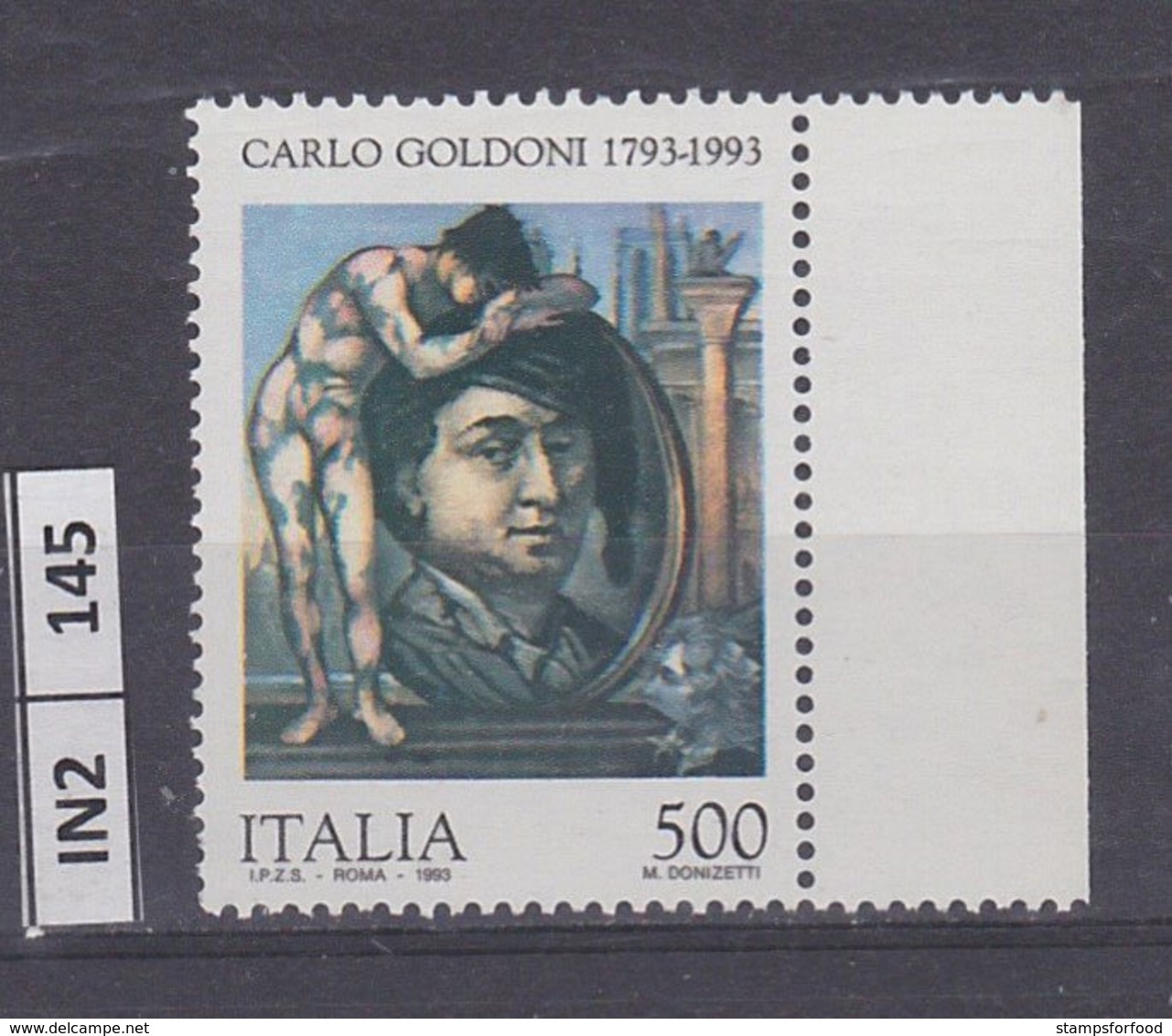 ITALIA     1993	Goldoni, Ritratto L. 500, Nuovo - 1991-00:  Nuovi
