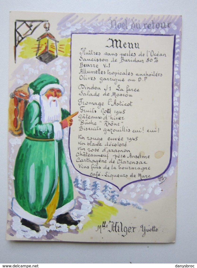 Noël Du Retour, Menu - Menus