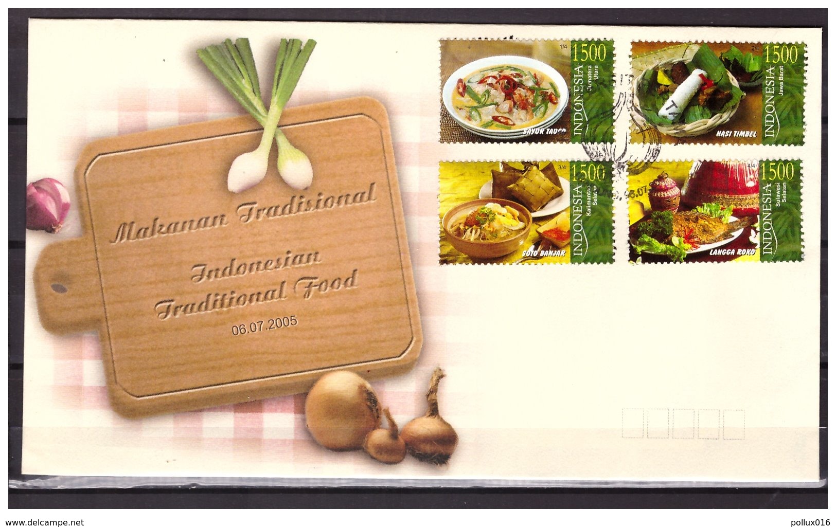 Indonesia 2005 FDC Traditional Foods Food Onion - Indonésie