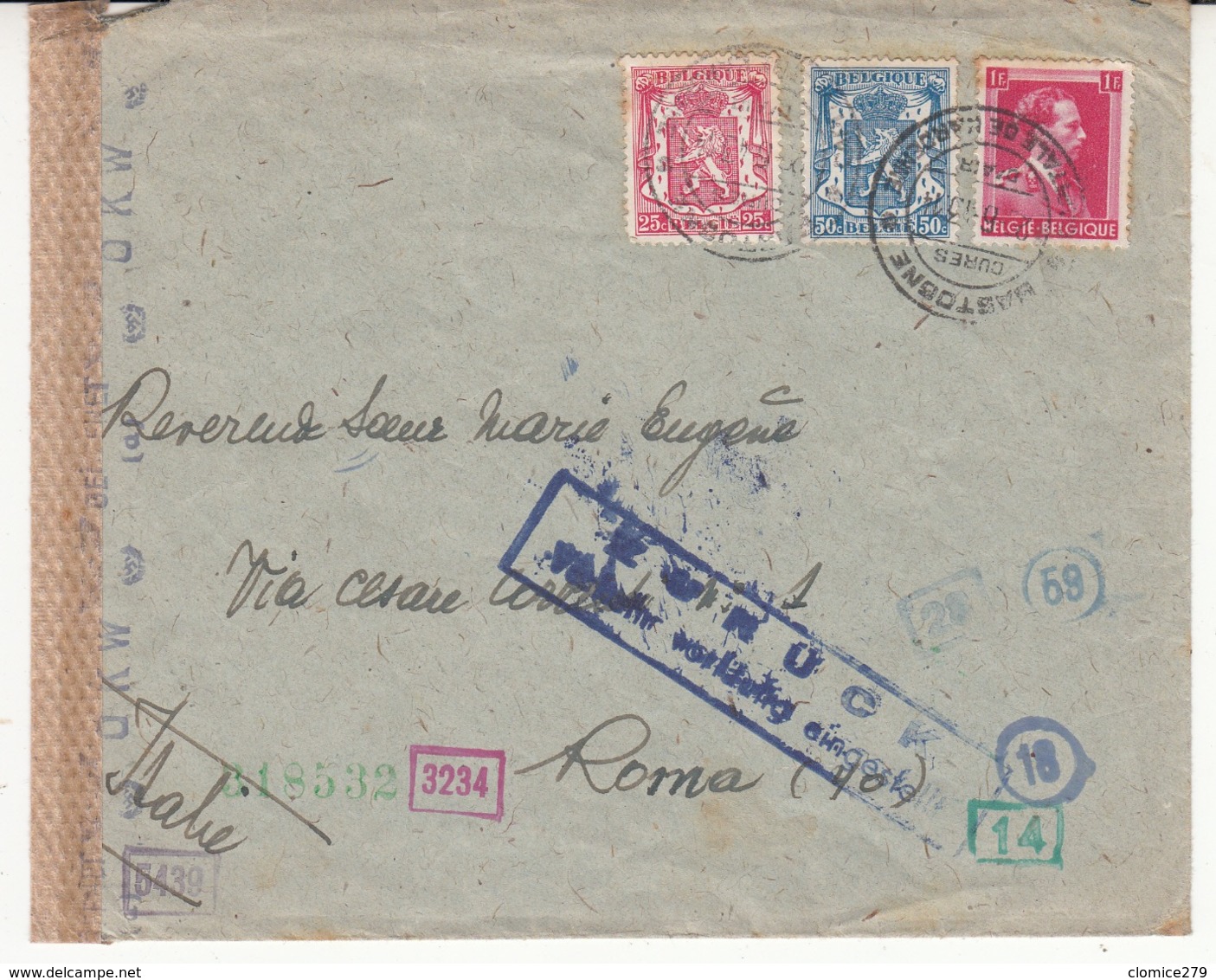 Guerre 1940/45   Envlp   Vers  Rome    Italie  2 Scan - Guerra '40-'45 (Storia Postale)