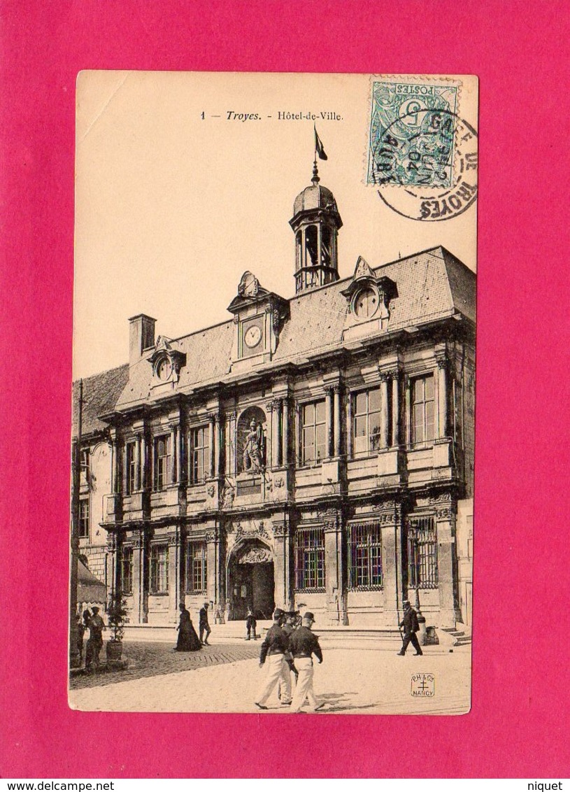 10 Aube, Troyes, Hôtel De Ville, Animée, Militaires, 1904, (P. H.) - Troyes