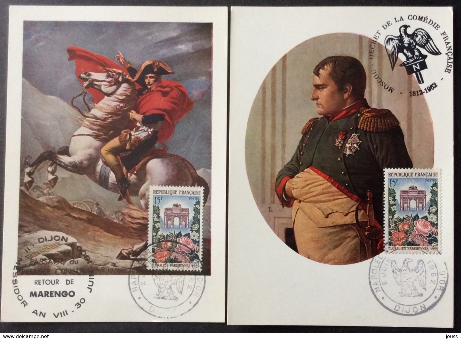 CM433 Napoléon Et La Côte D’Or Dijon  Retour De Marengo Et Moscou Lot 2 Carte Maximum 1189 2/6/1962 - 1960-1969