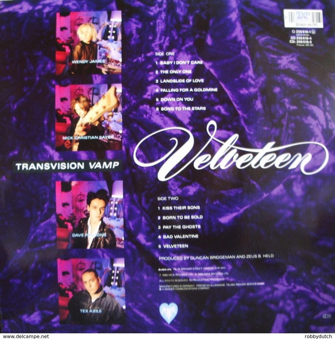 * LP * TRANSVISION VAMP - VELVETEEN (Europe 1989 EX-) - Rock