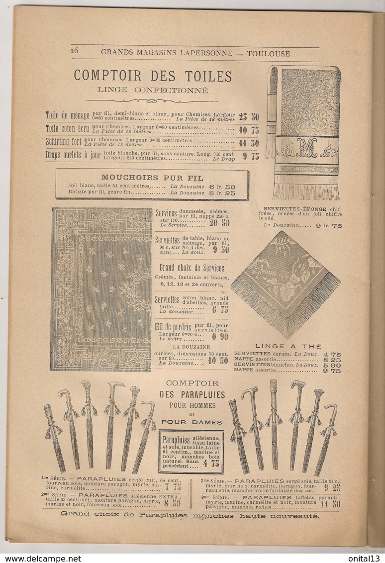 1890 ALBUM JOURNAL TRIMESTRIEL DES GRANDS MAGASINS LA PERSONNE S TOULOUSE / MODE / CONFECTIONS ET AMEUBLEMENT   E25 - Textilos & Vestidos