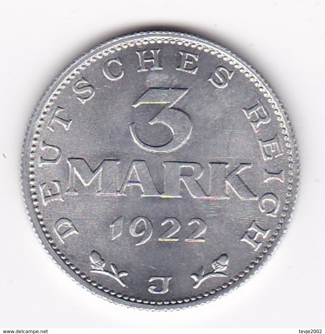 Nb_ Deutsches Reich  -  3 Mark  - 1922 J -  (33) - 3 Mark & 3 Reichsmark