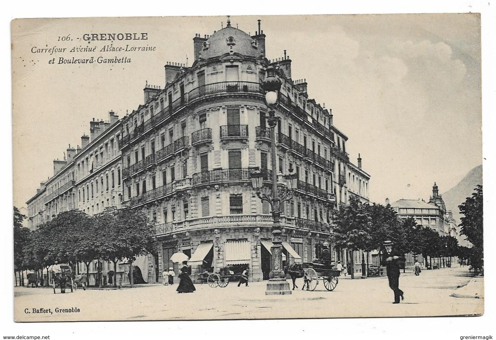 38 - Cachet Asile Des Vieillards La Tronche (Hôpital Temporaire) Sur Cpa Grenoble Carrefour Avenue Alsace-Lorraine... - Guerre 1914-18