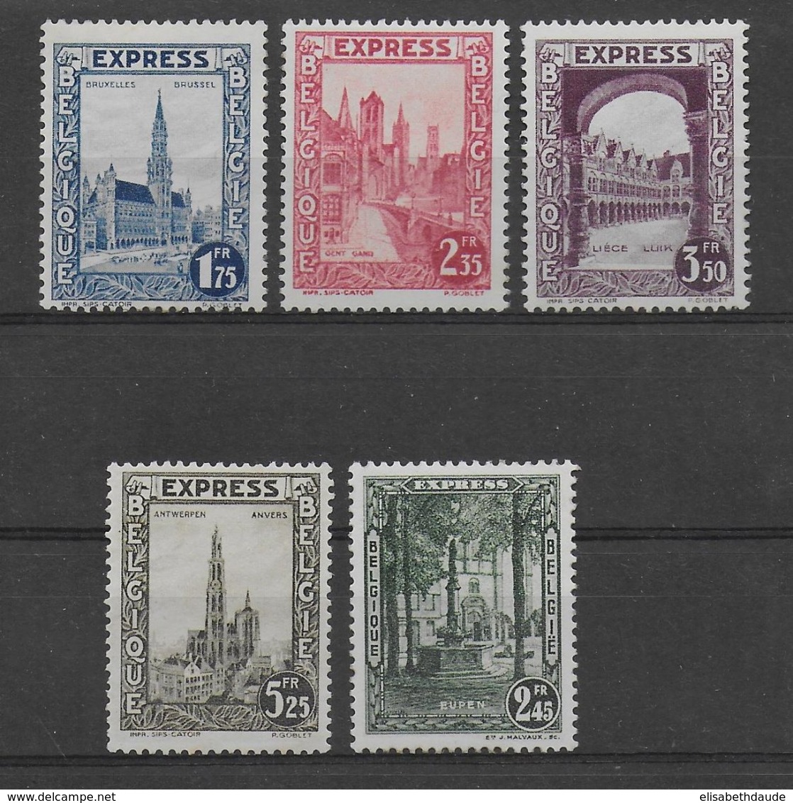 BELGIQUE - 1929 - EXPRES YVERT N° 1/5 NEUF GOMME LEGEREMENT ALTEREE (MATE) - COTE Pour * = 45 EUR - Neufs