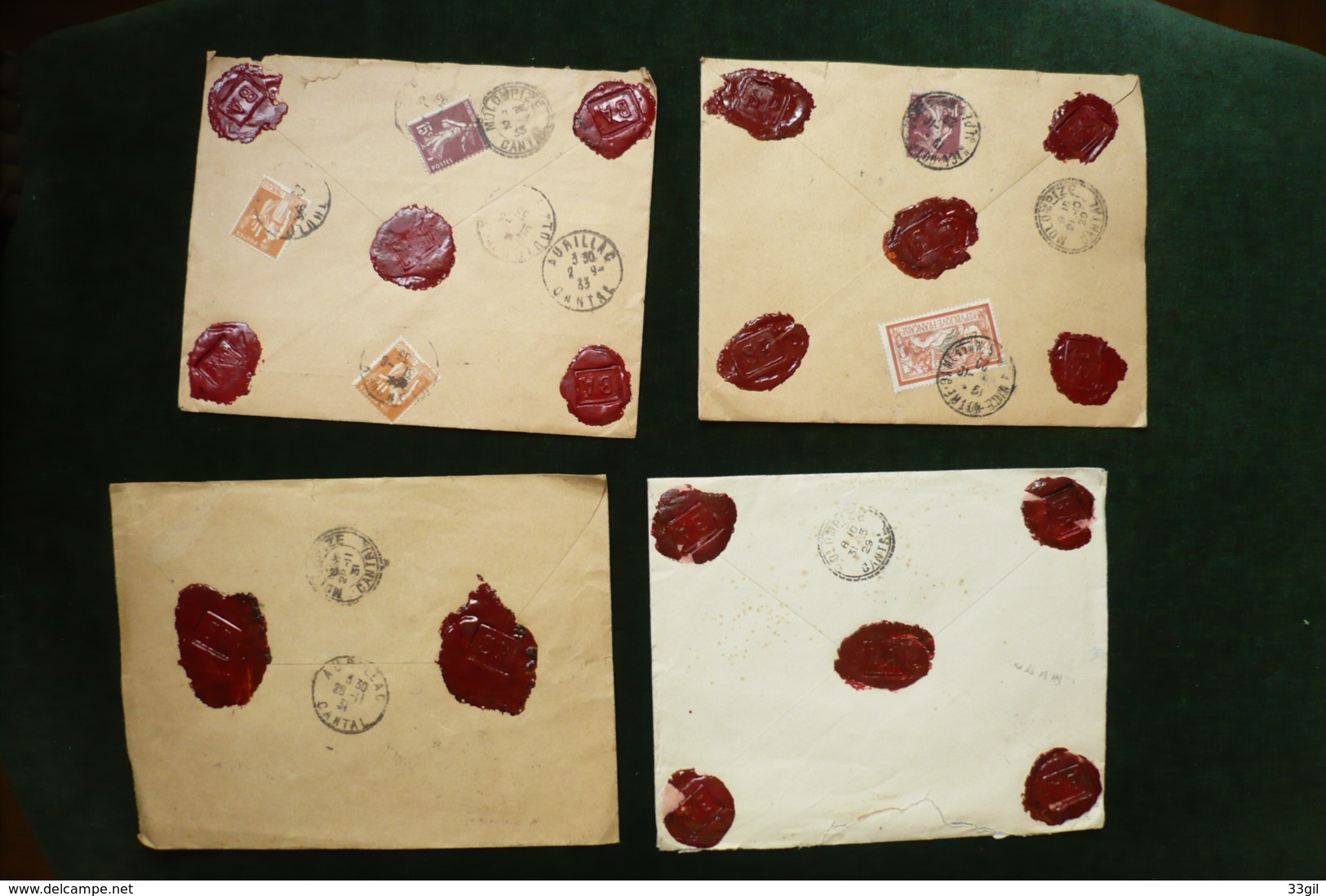 Lot 12 Lettres Chargées 1910/1931 Boucherie Semeuse Merson .....cachets Cire Rouge - Briefe U. Dokumente