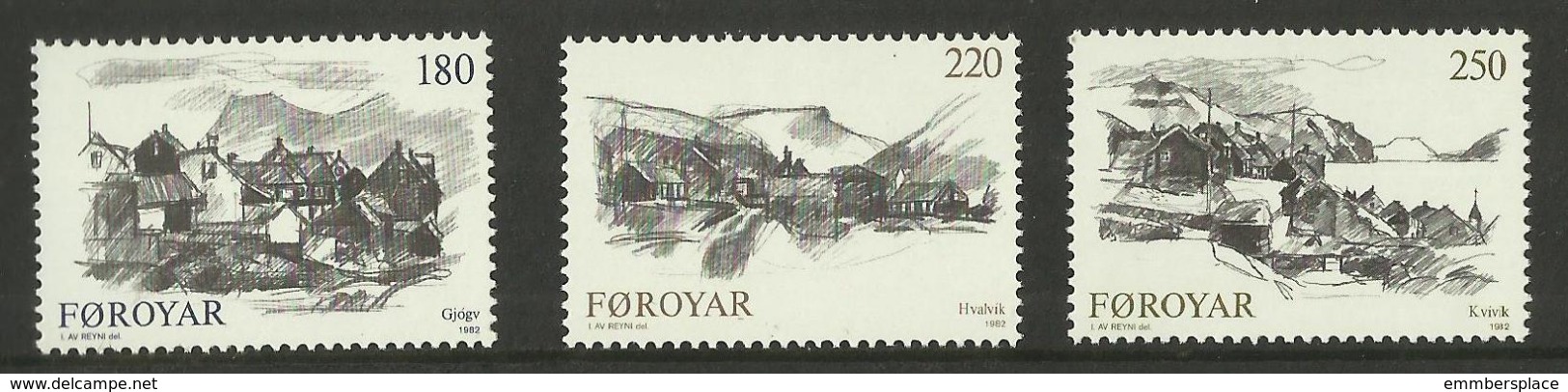 Faroe Islands - 1982 Villages Views  MNH **   SG 71-3  Sc 83-5 - Faroe Islands