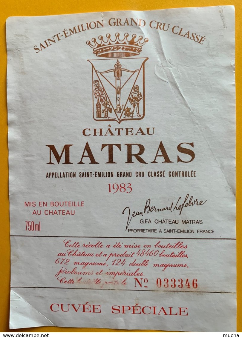 11719 - Château Matras 1983 Saint-Emilion - Bordeaux