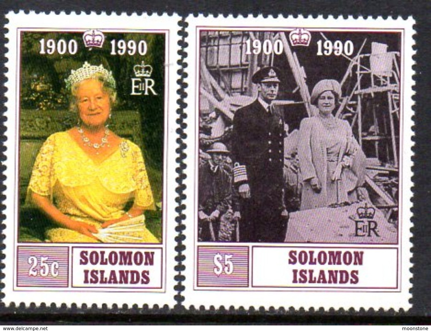 Solomon Islands 1990 Queen Mother's 90th Birthday Set Of 2, MNH, SG 675/6 (B) - Solomon Islands (1978-...)