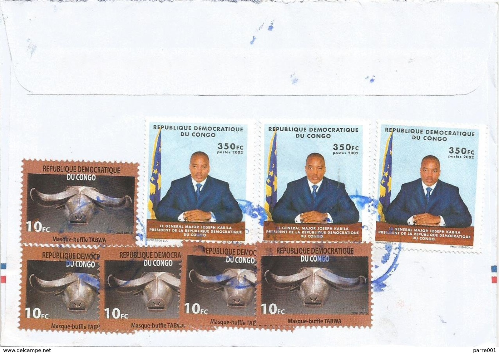 RDC DRC Congo 2005 Mbanza-Ngungu Buffalo Mask President Kabila Cover - Brieven