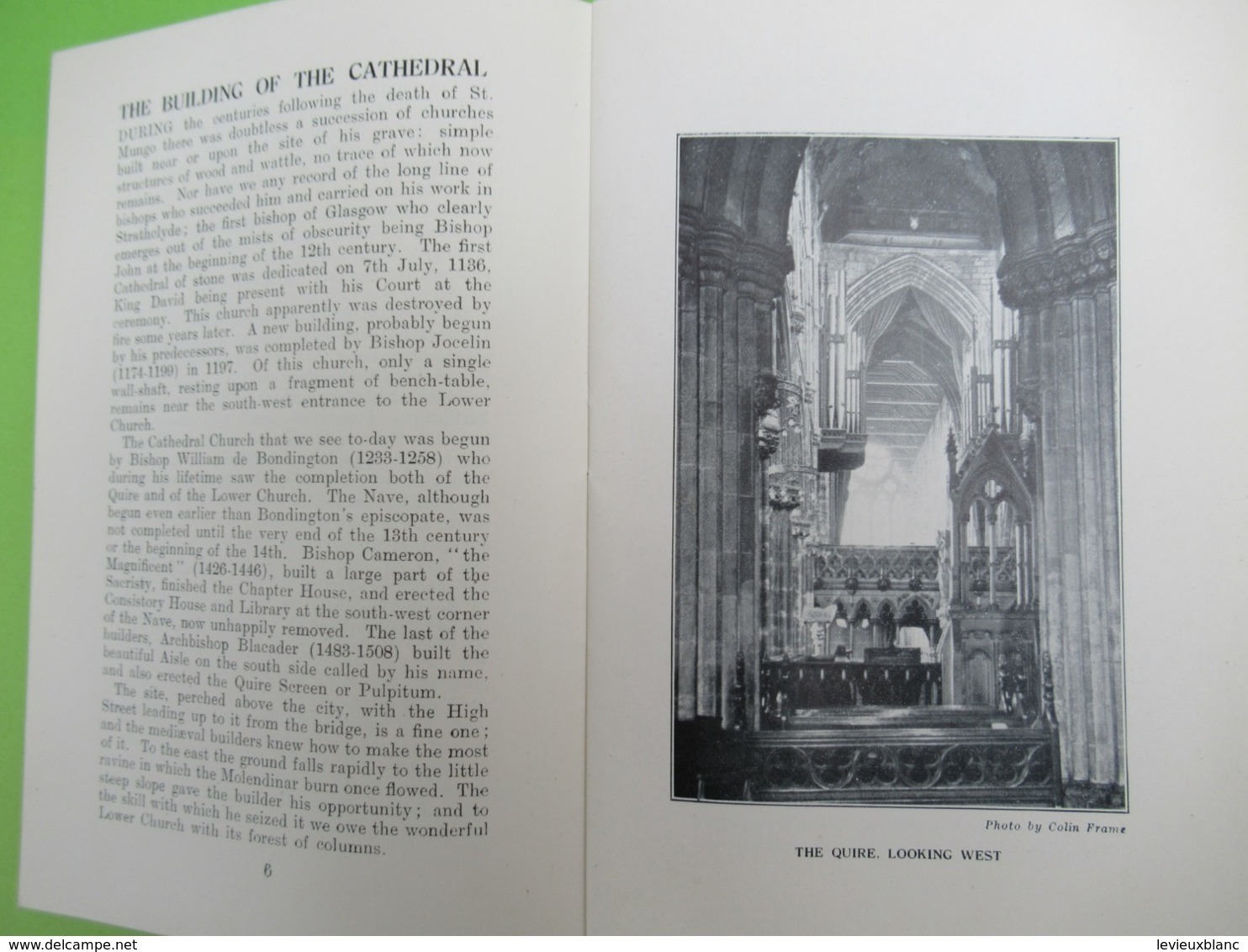 Guide Historique/A Short History And Guide/GLASGOW CATHEDRAL/A Nevile Davidson/Minister Of Glasgow/1938          PGC383 - Architecture