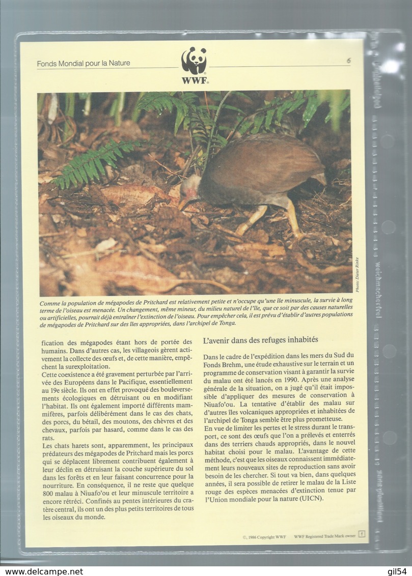 WWF 1992 Niuafoʻou  - le megapode de Pritchard  ensemble complet 10 scans   -  car 123