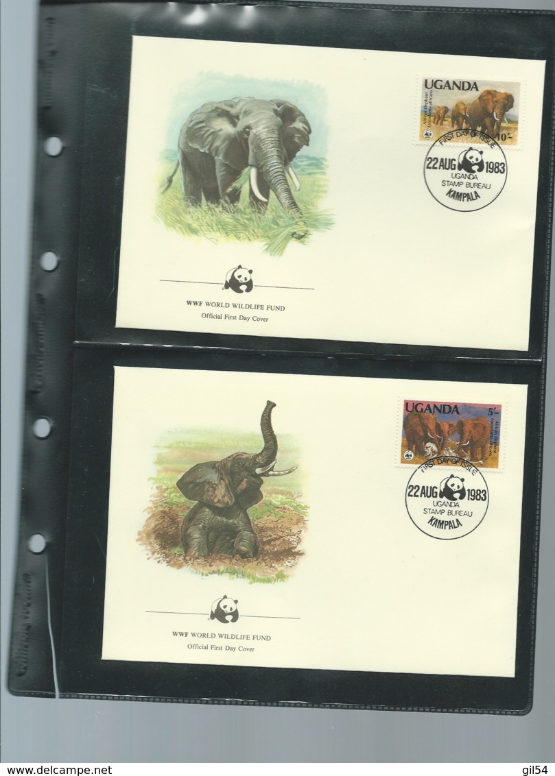 Uganda 1983 WWF - African Elephant Animal Wild Life Fauna Sc 371-774  ensemble complet 10 scans   -  car 124