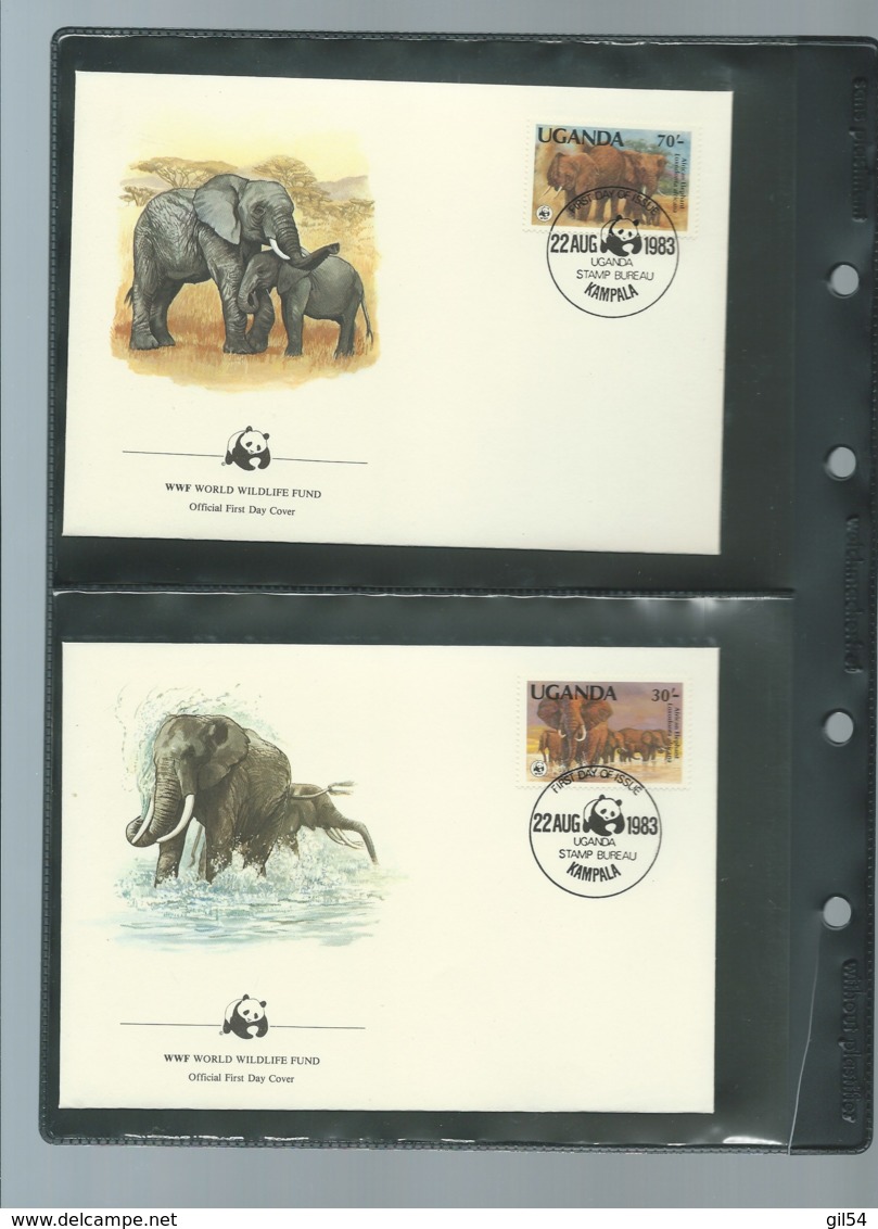 Uganda 1983 WWF - African Elephant Animal Wild Life Fauna Sc 371-774  ensemble complet 10 scans   -  car 124