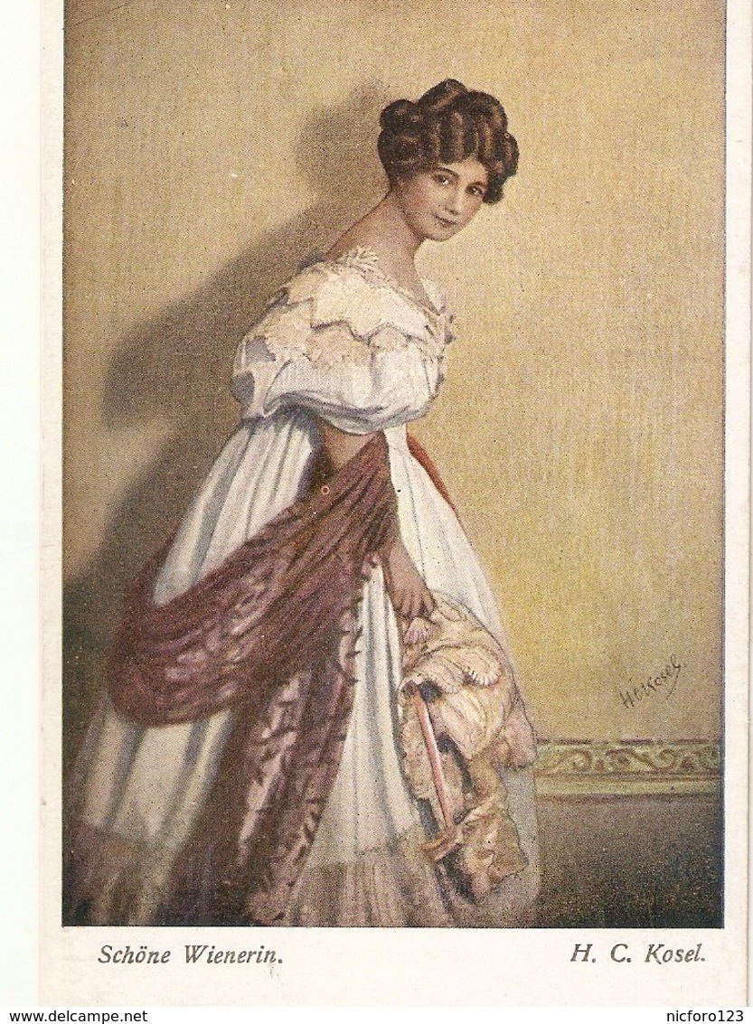 ""H.C. Kasel. Pretty Wiennerin" Fine Paiting, Vintage Austrian Postcard - Mujeres