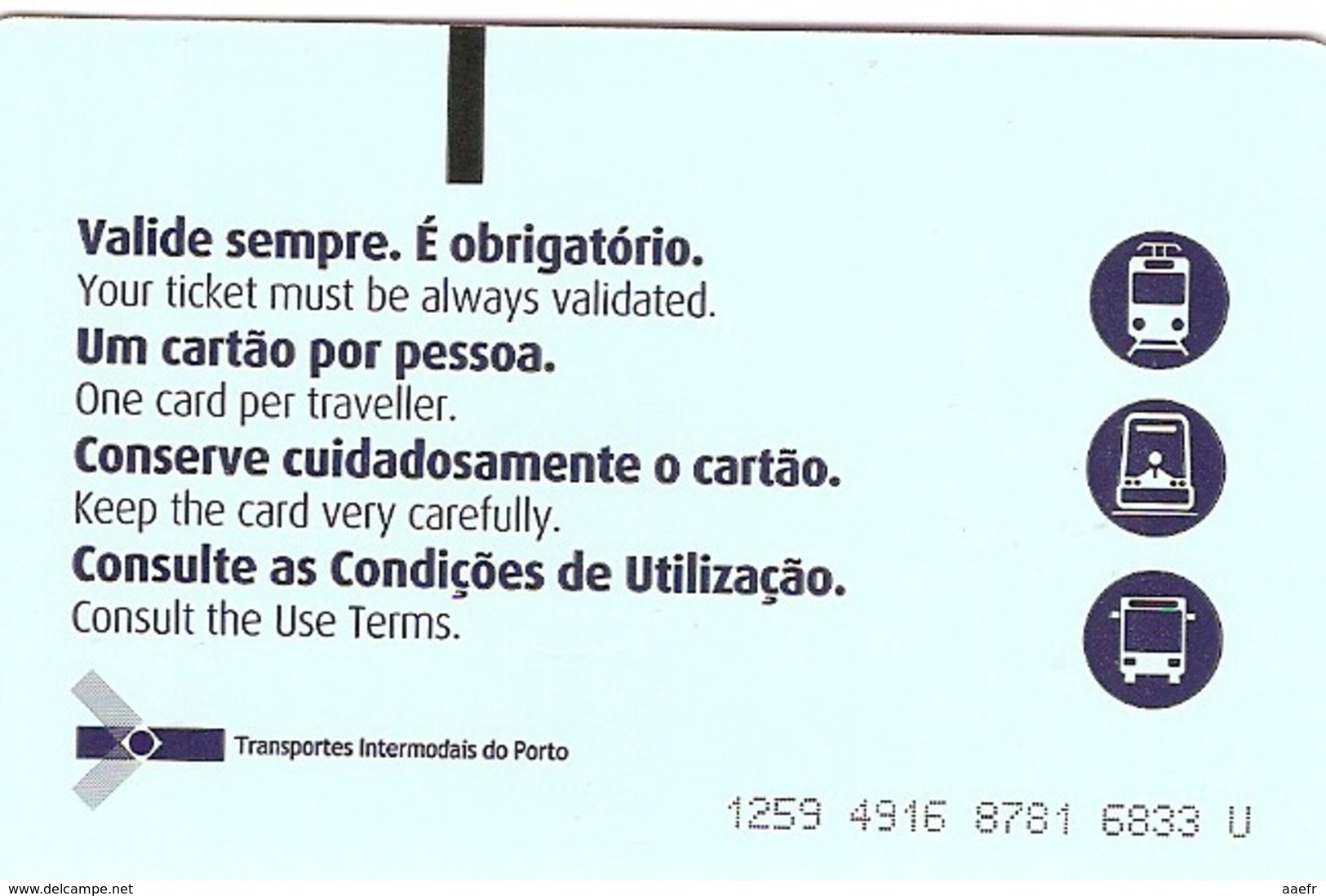Carte Magnétique - Andante, Metro De Porto, Portugal 2019 - Europa