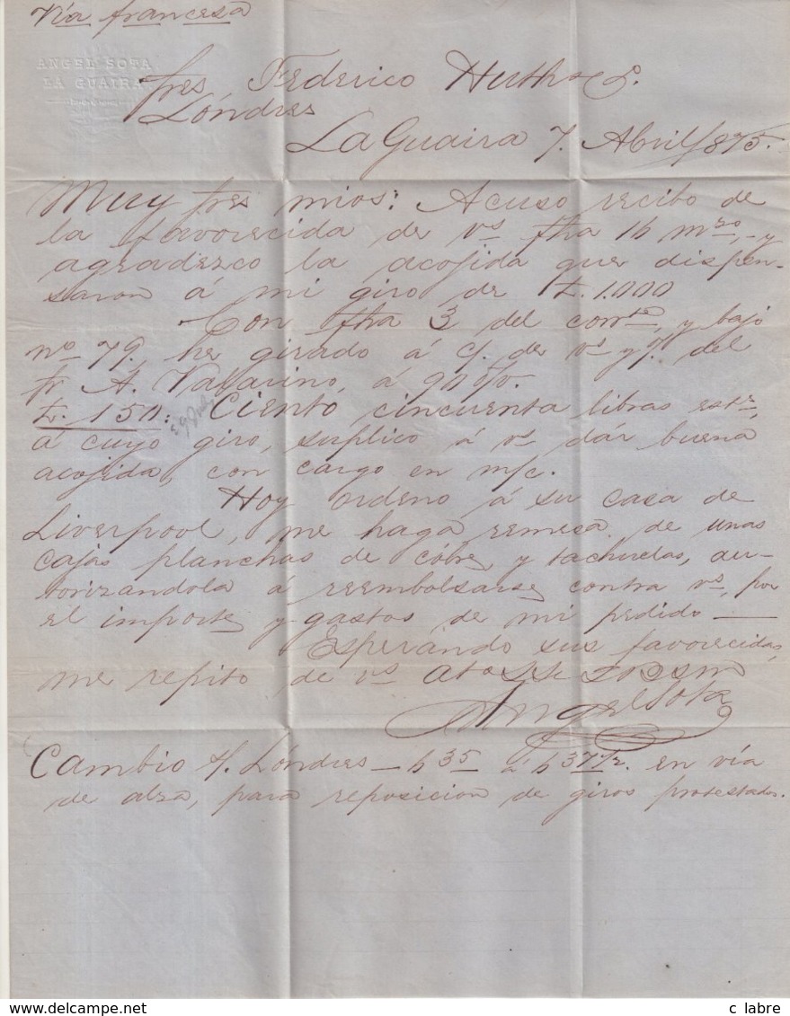 FRANCE : N° 38 Et PAIRE DU N° 56 . OBL ANCRE . ET CAD D'AGENCE CONSULAIRE . " LA GUAYRA " . AB . 1875 . - 1849-1876: Période Classique