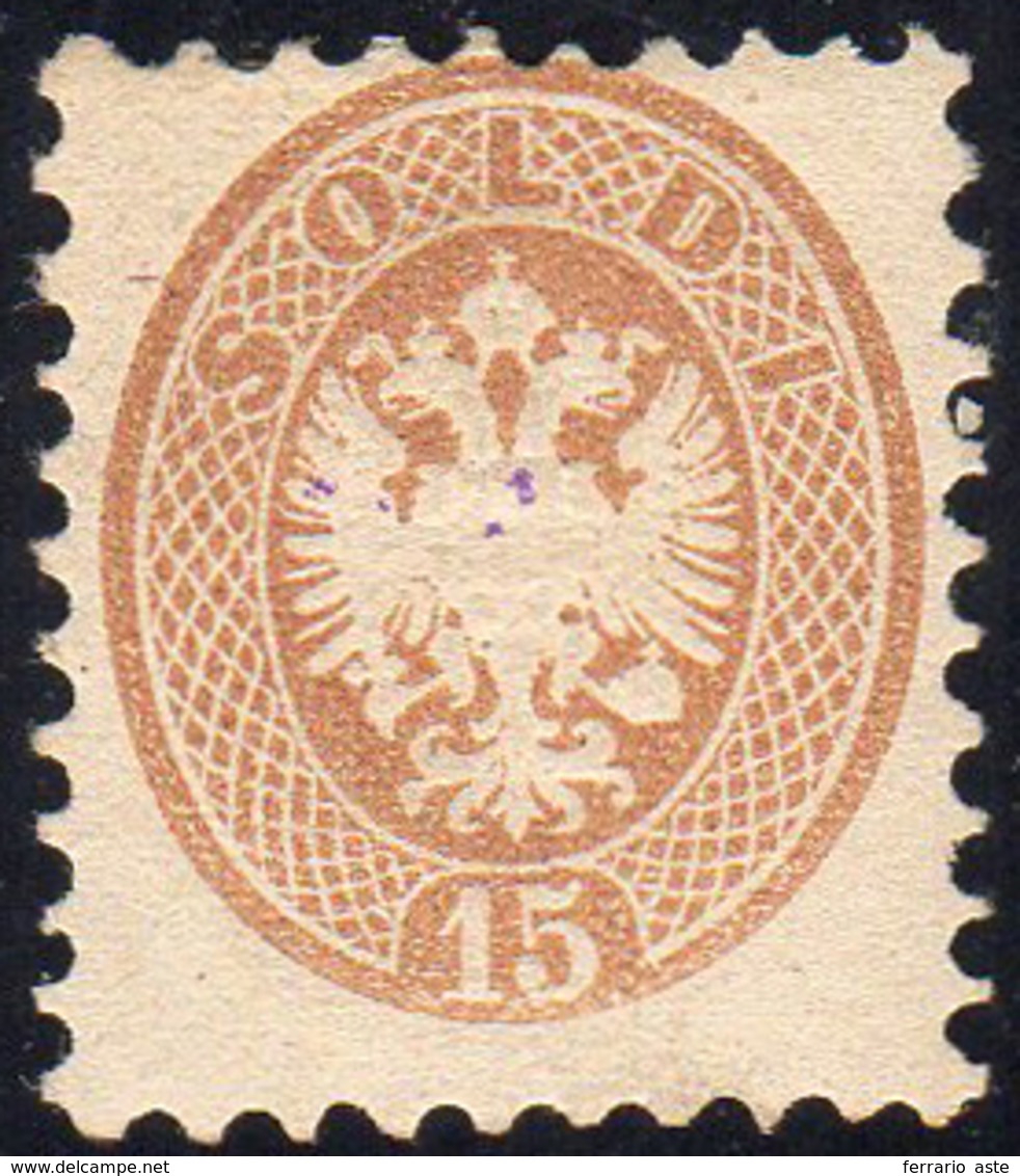 1864 - 15 Soldi Bruno, Dent. 9 1/2 (45), Nuovo, Gomma Originale, Perfetto. Ferrario.... - Lombardo-Vénétie