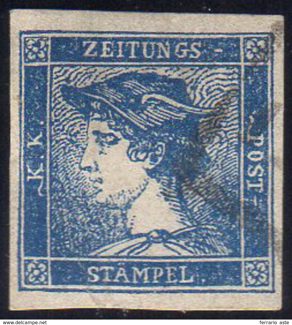 1855 - 3 Cent. Mercurio Azzurro, III Tipo (3), Usato, Perfetto.... - Lombardy-Venetia