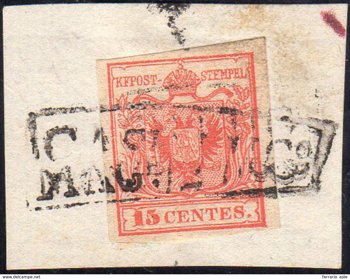 CASALMAGGIORE, Rd Punti R2 - 15 Cent. (3), Perfetto, Usato Su Piccolo Frammento Nel Luglio 1850. Ann... - Lombardy-Venetia