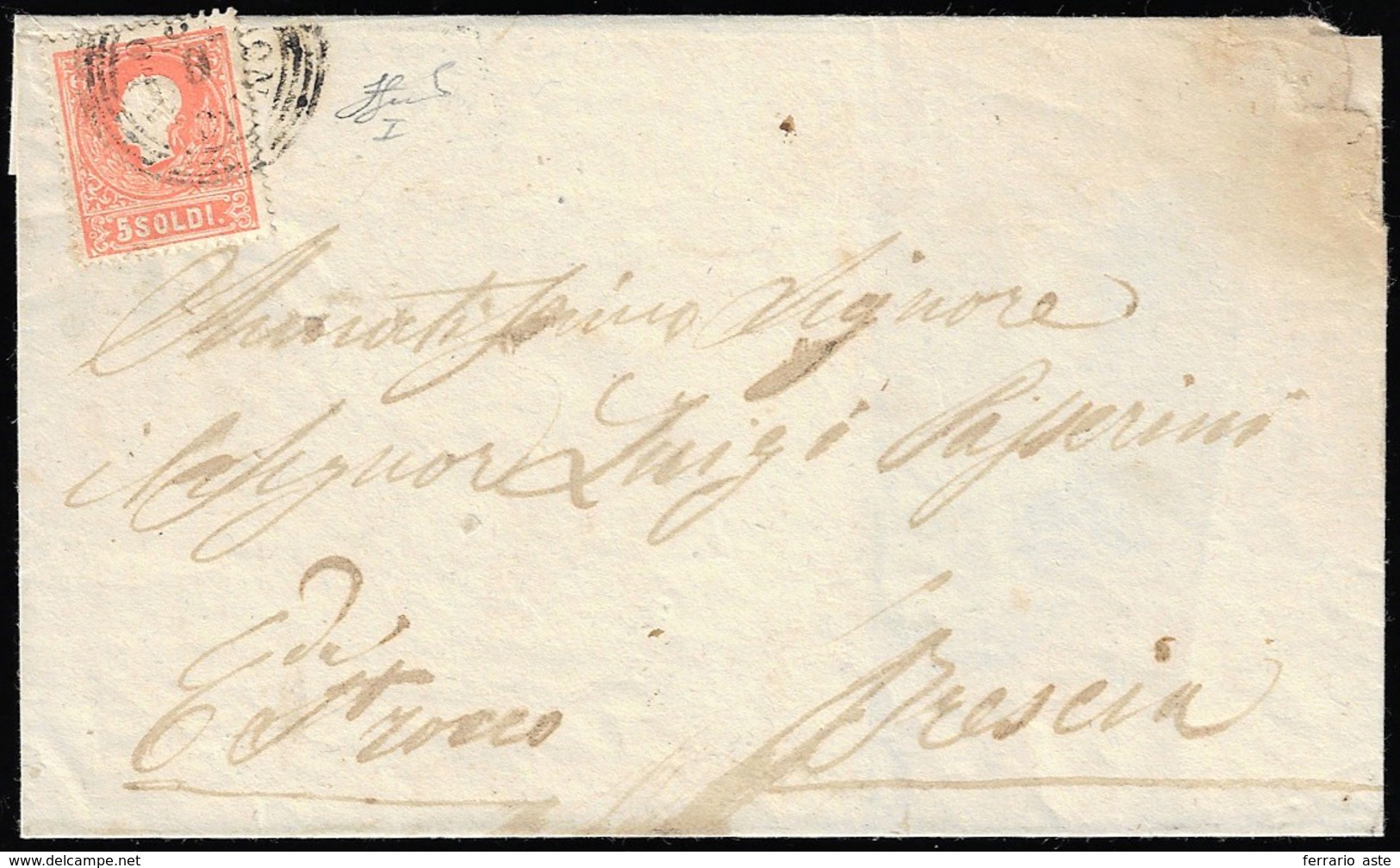 MONTICELLO, C4 Punti 11 - 5 Soldi (25), Perfetto, Su Sovracoperta Di Lettera Del 8/12/1858 Per Bresc... - Lombardo-Vénétie