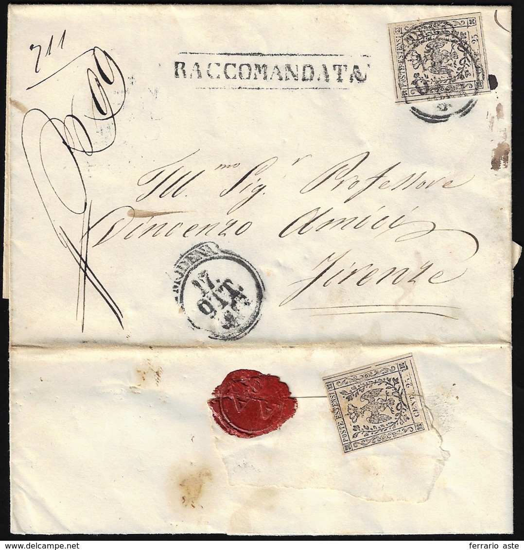 1858 - 25 Cent. Camoscio Chiaro (4), Un Esemplare Sul Fronte, Ben Marginato, E Uno Al Verso, Difetto... - Modena