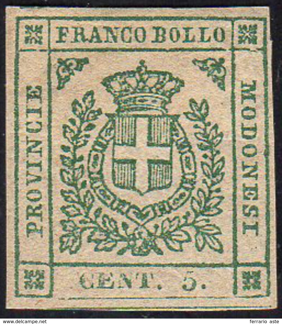 1859 - 5 Cent. Verde (12), Perfetto, Nuovo, Gomma Originale. Emilio Ed Alberto Diena, Ferrario. Cert... - Modène