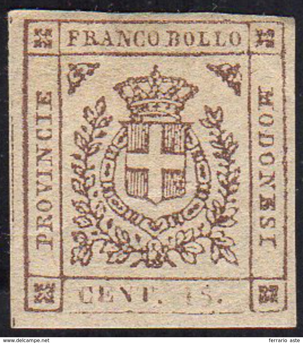 1859 - 15 Cent. Bruno (13), Gomma Originale, Perfetto. E.Diena, Cert. Ferrario.... - Modena