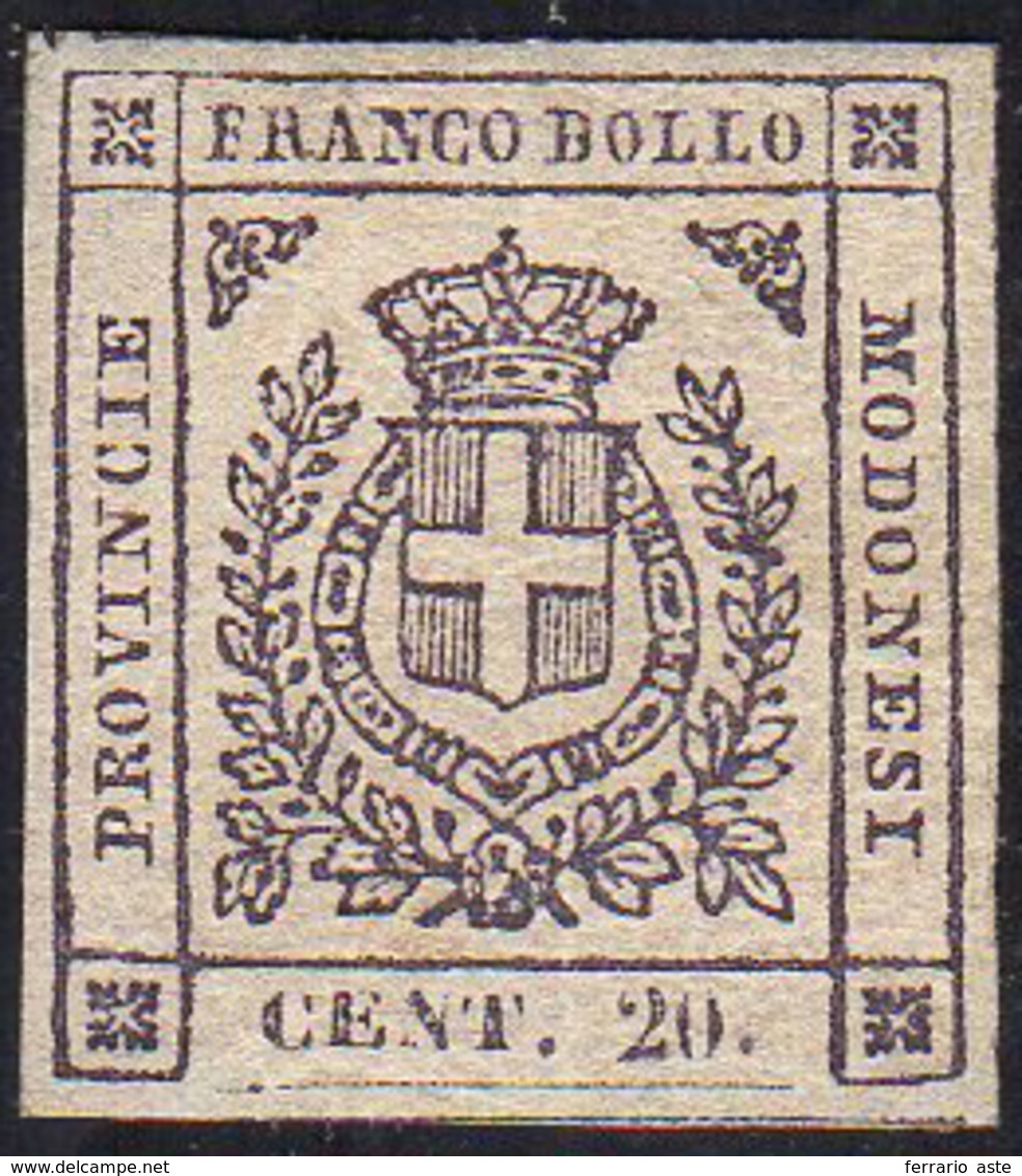 1859 - 20 Cent. Violetto Scuro (15a), Gomma Originale, Perfetto. Cert. Diena.... - Modène