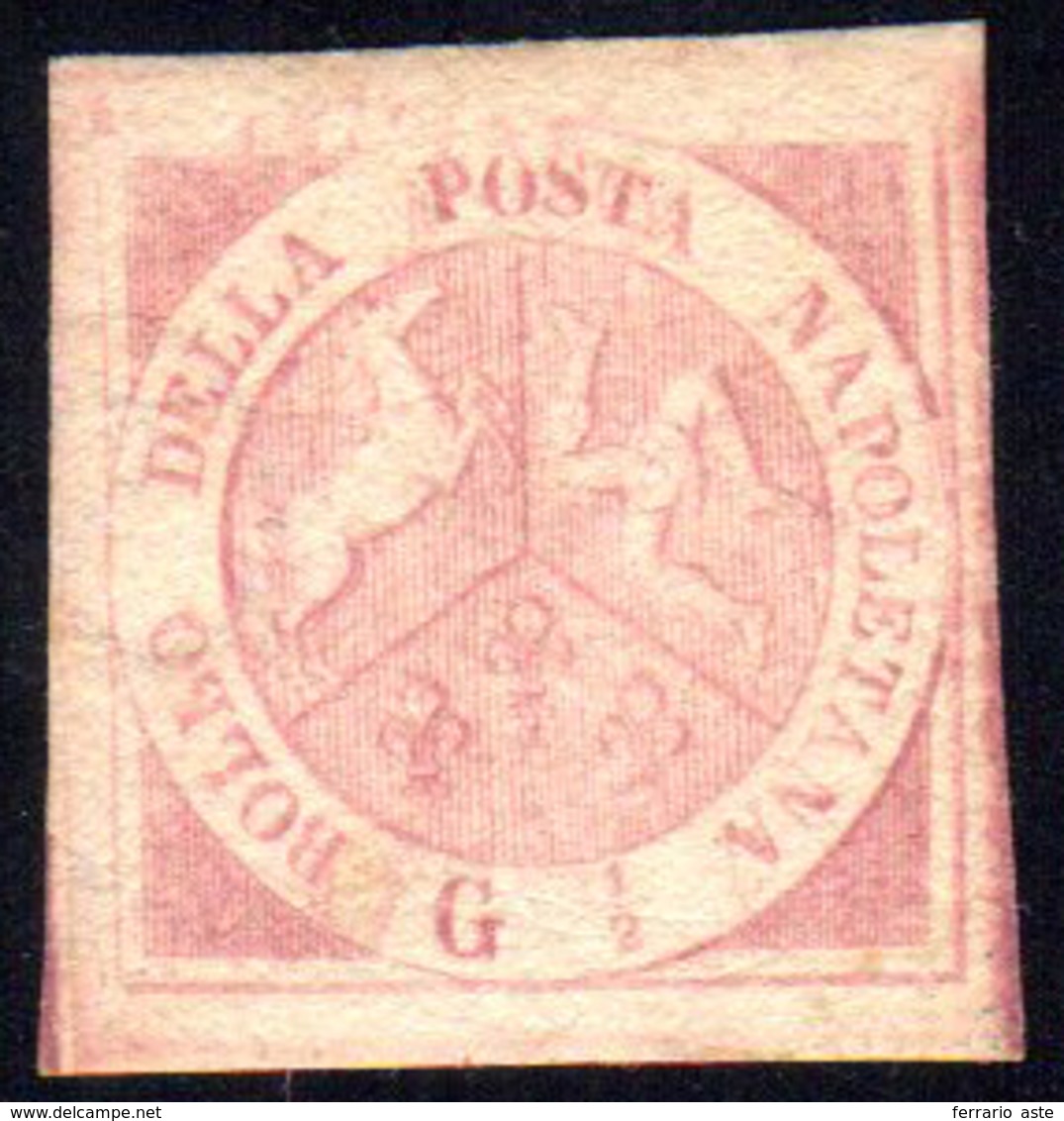 1858 - 1/2 Grano Rosa Lillaceo, I Tavola (1a), Gomma Originale, Buono Stato. Da Esaminare. Cert. Die... - Naples