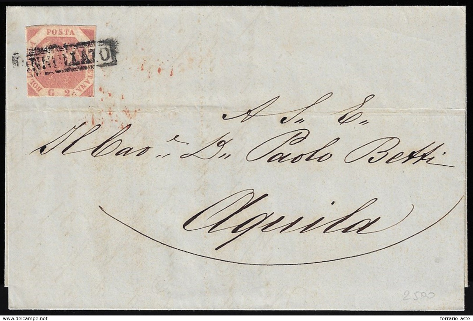 1859 - 2 Grana Carminio, III Tavola (7d), Ritagliato "lilliput" Lungo I Margini, Su Lettera Da Napol... - Naples