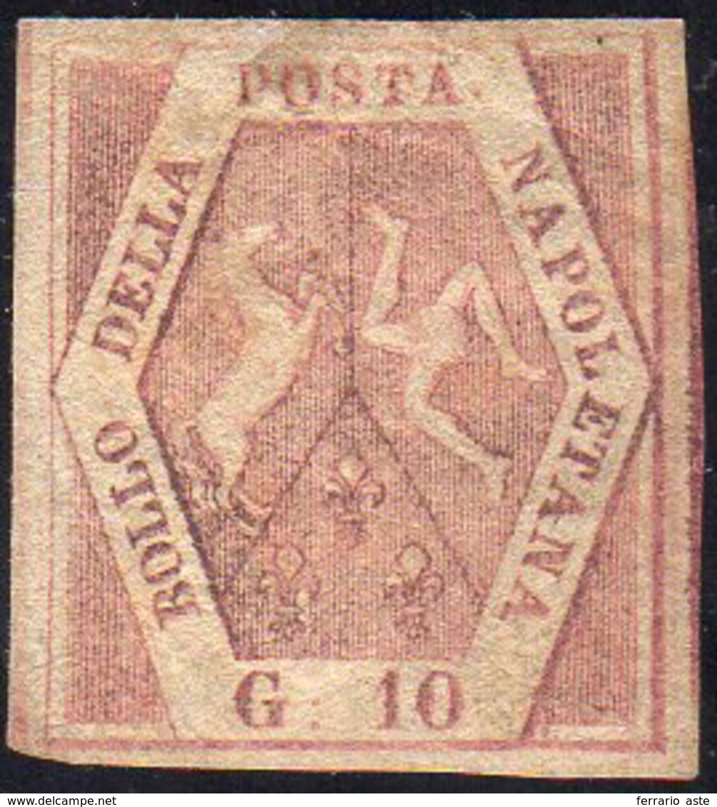 1858 - 10 Grana Rosa Brunastro, I Tavola (10), Nuovo, Gomma Originale, Perfetto. Raro. Cert. A.Diena... - Naples