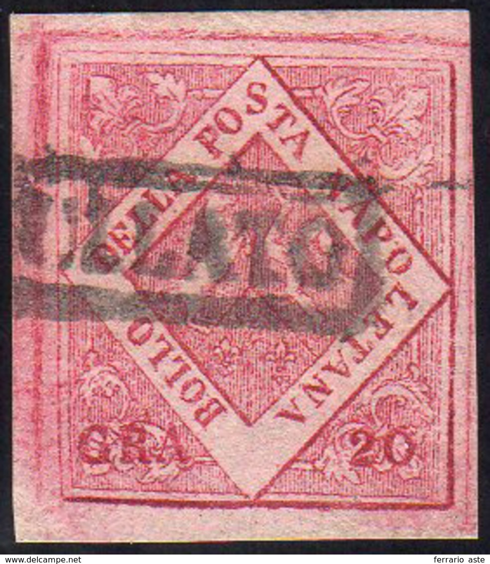1859 - 20 Grana Carminio Violaceo, Falso Per Posta, II Tipo (F9a), Usato, Perfetto. Bellissimo! G.Bo... - Nápoles