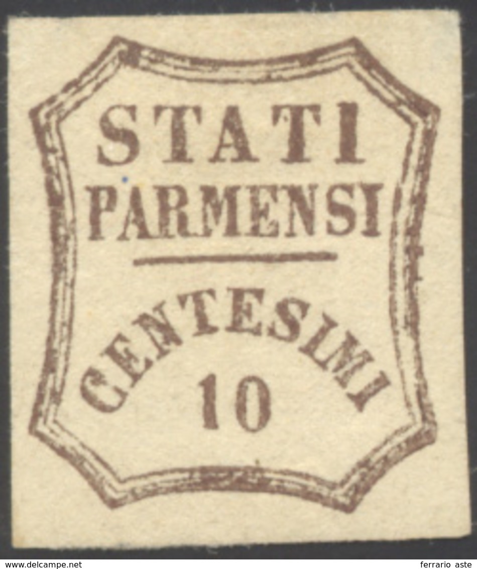 1859 - 10 Cent. Bruno (14), Gomma Originale, Perfetto. Emilio Diena.... - Parma