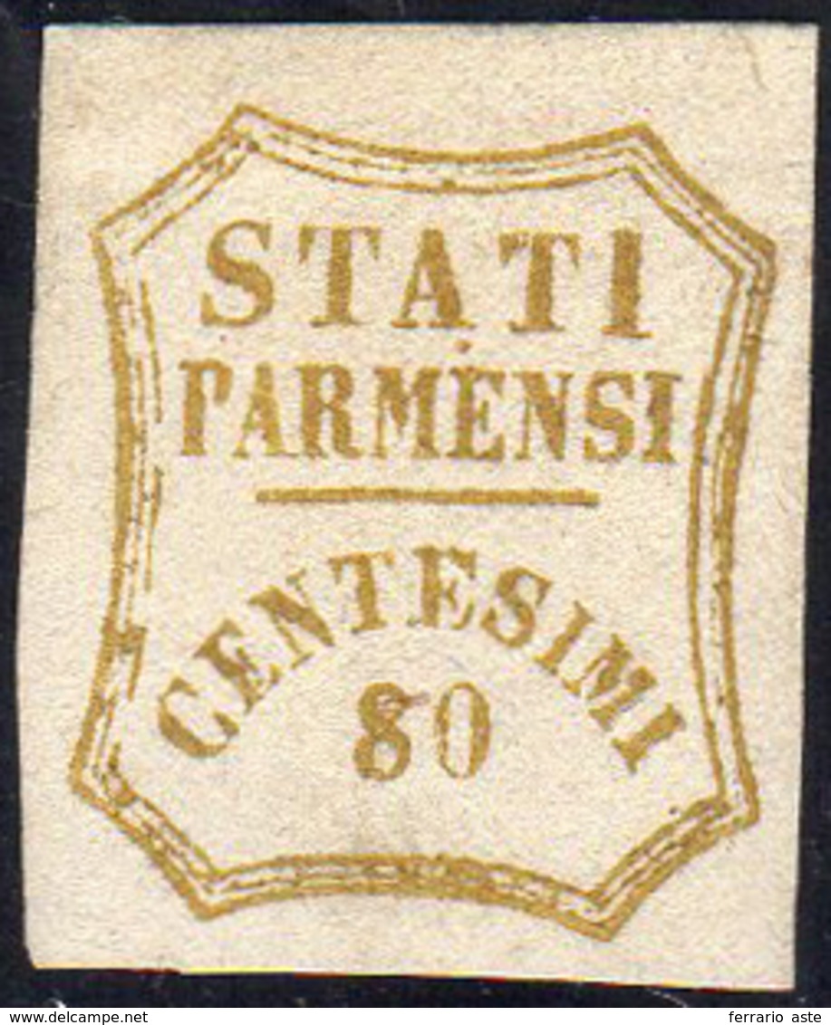 1859 - 80 Cent. Bistro Oliva (18), Gomma Originale, Perfetto. Bello E Raro. Cert. Ferrario.... - Parma