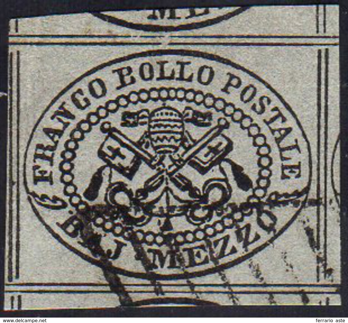 1852 - 1/2 Baj Grigio, "otto Filetti" (1), Usato, Perfetto. Raybaudi.... - Papal States