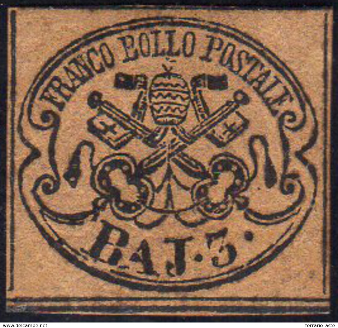 1852 - 3 Baj Camoscio (4c), Gomma Originale, Perfetto E Ben Marginato. A.Diena. Ex Coll. Andreotti.... - Papal States