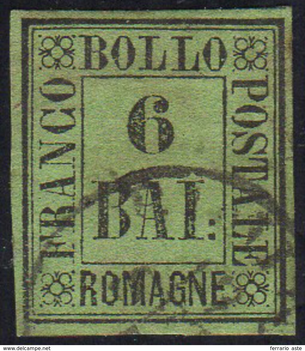 1859 - 6 Baj Verde Giallo (7), Usato Con Bollo Nominativo, Perfetto. Bello E Molto Raro! Emilio Dien... - Romagna