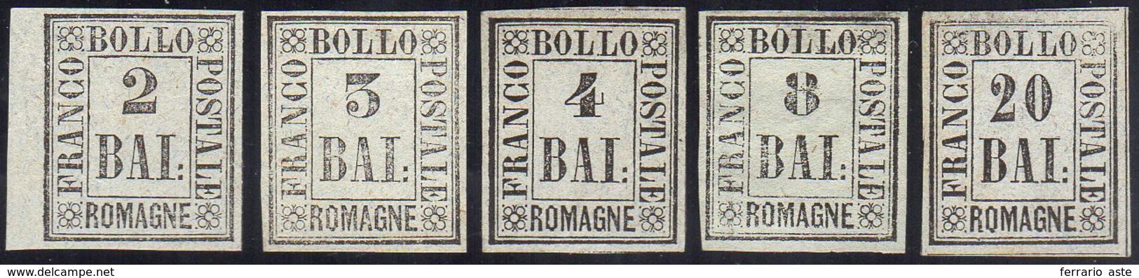 1859 - 2,3,4,8 E 20 Baj Grigio Chiaro, Prove Su Carta Adottata Per I Definitivi (P2,P3,P4,P6,P7), Se... - Romagna