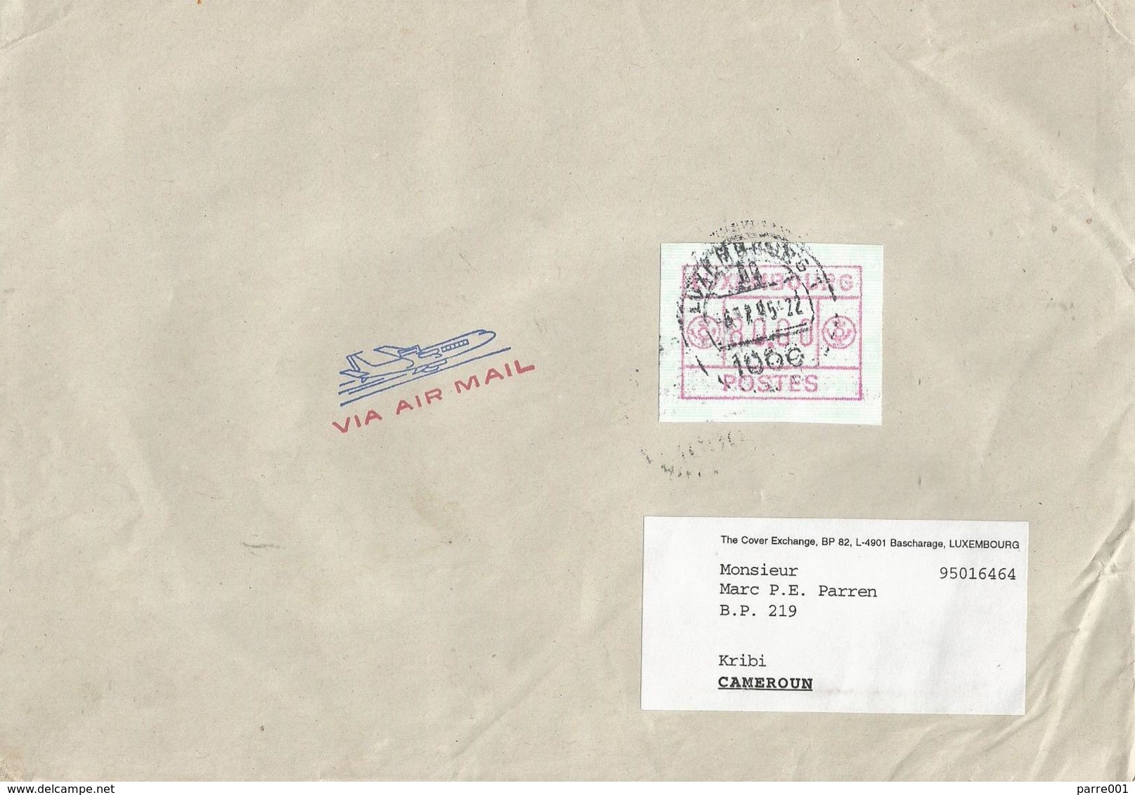 Luxembourg Luxemburg 1995 Meter FRAMA Label 80f Cover To Cameroun - Automatenmarken