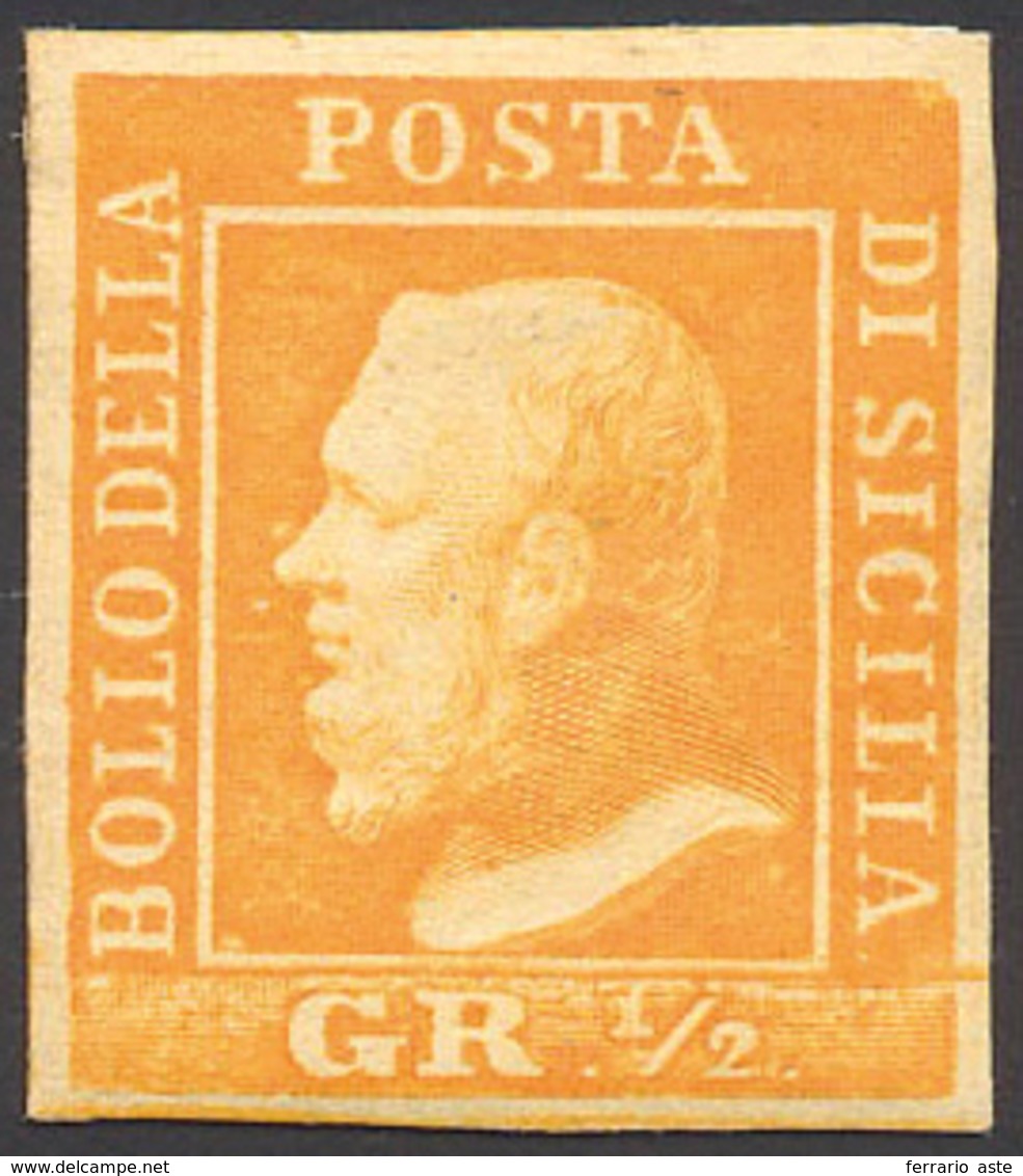 1859 - 1/2 Grano Arancio, I Tavola, Carta Di Palermo (1), Gomma Originale, Perfetto. Ferrario.... - Sicily