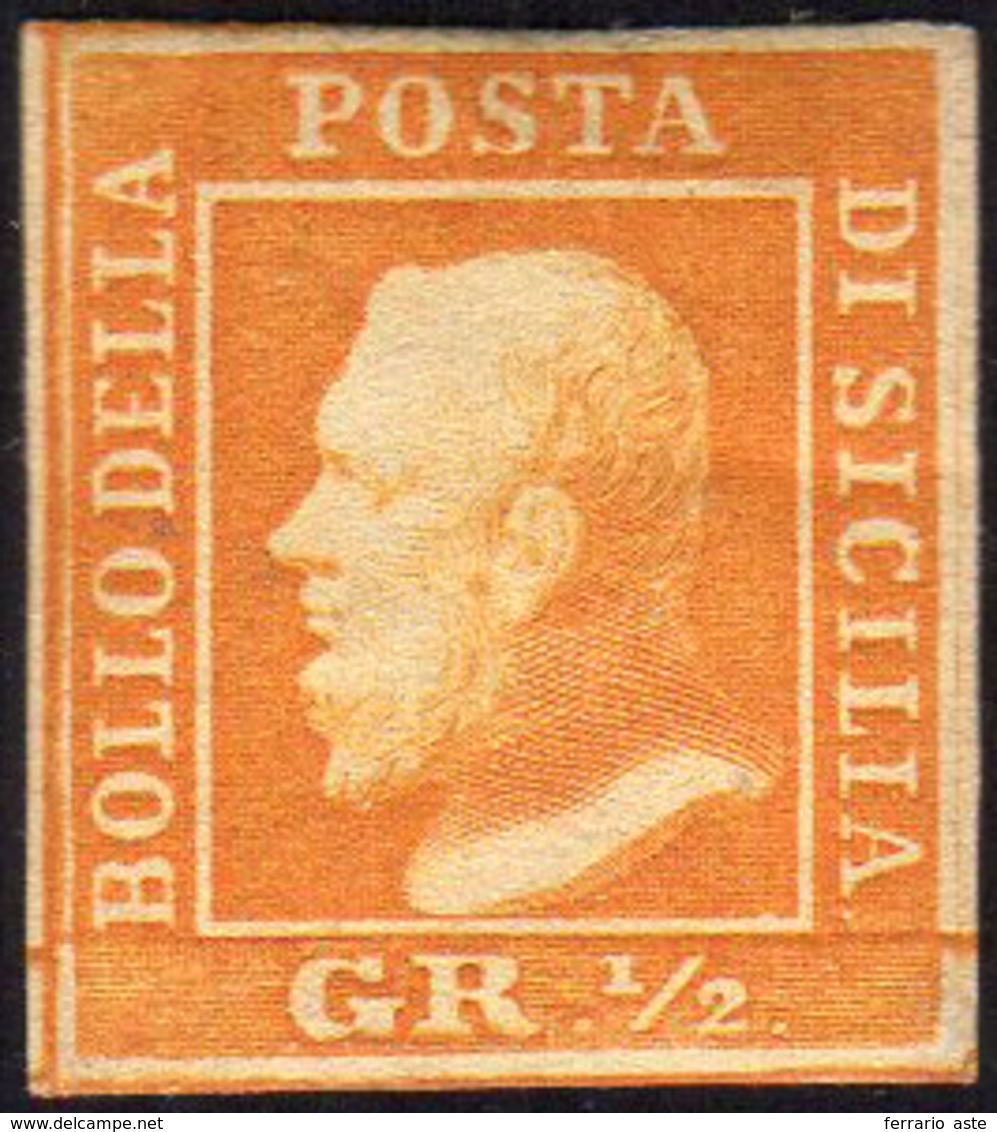 1859 - 1/2 Grano Arancio, II Tavola, Carta Di Palermo (2), Nuovo, Gomma Originale, Perfetto. Ferrari... - Sicily