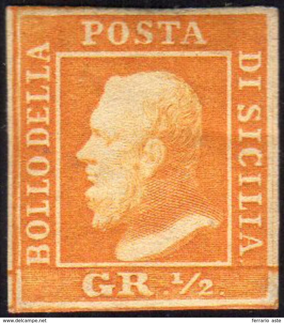 1859 - 1/2 Grano Arancio, II Tavola, Carta Di Palermo (2), Nuovo, Gomma Originale, Perfetto. Ferrari... - Sicilia