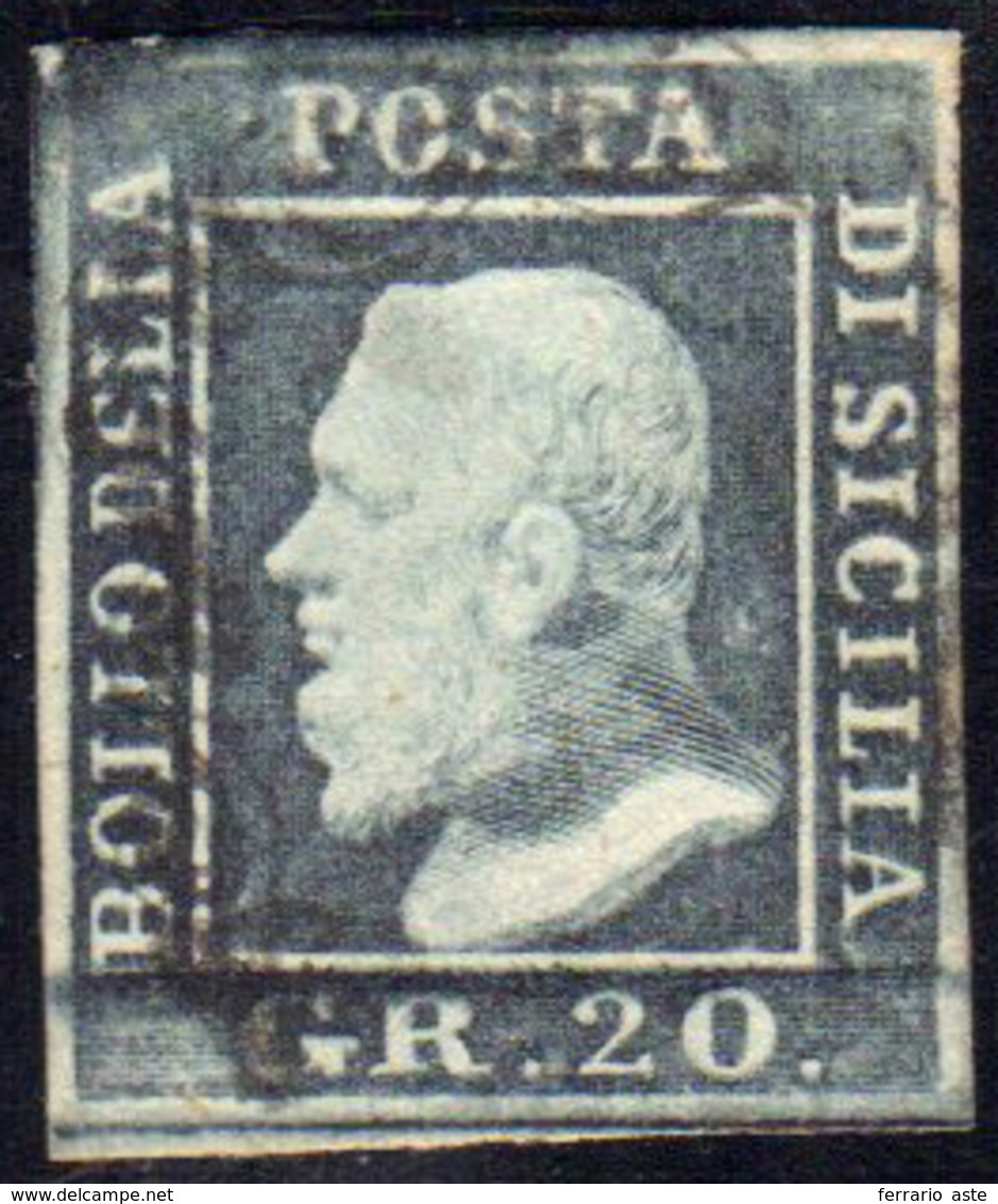 1859 - 20 Grana Grigio Ardesia (13), Usato, Perfetto, Cert. Bottacchi.... - Sicily