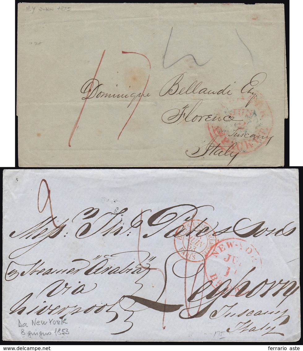 INCOMING MAIL 1853/55 - Una Busta E Una Sovracoperta Di Lettera, Entrambe Non Affrancate, Spedite Da... - Tuscany